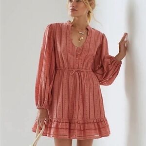 Forever That Girl Anthropologie Pink Mini Eyelet Dress